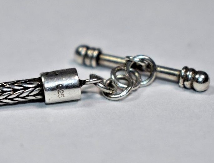 Solid Sterling Silver 925 Wheat Link Toggle Clasp… - image 8