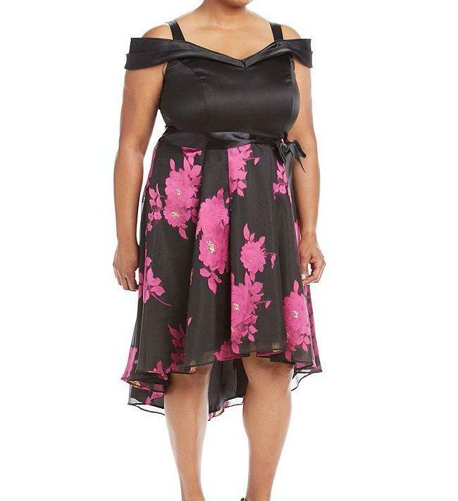 sl fashions plus size dresses Plus Long Fit and Flare Dress With Illusion Flutter Sleeves, Embellish – S.L.  Fashions main image 1