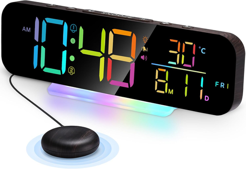 Digital Large Display Clock for Living Room/Bedroom/Office,Dual Alarm Bed Shaker - Picture 8 of 12