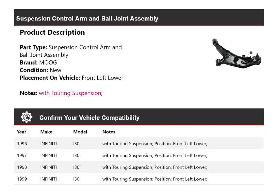 Conjunto de rótula de brazo de control delantero izquierdo inferior MO para Infiniti I30 1996-1999 Foto 2 de 4