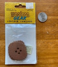 NOS Western Gear LEATHER CONCHOS 1 package of 2 Thunderbird - Tan RHW537 - C