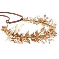 Gold Leaf Headpiece Greek Goddess Bridal Hairband Golden Leaf Flower Crown Fa...