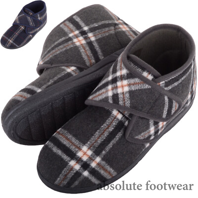 Herren / Gents Slipper Kariert Slipper Bootie mit Touch and Close Verschluss