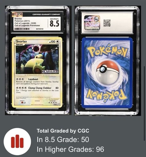 CGC 8.5 Snorlax 33/95 Prerelease Call Of Legends POP 50 Pokemon 2011