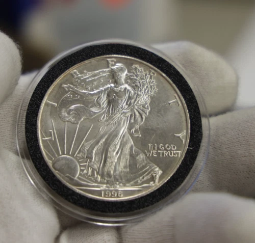 1996  US Silver Eagle $1  Unc Better Year Dings.