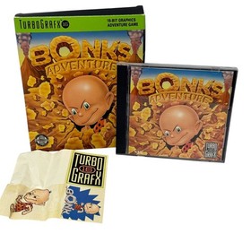 Turbografx 16 Bonk's Adventure Complete with Box and Manual Stickers CIB 