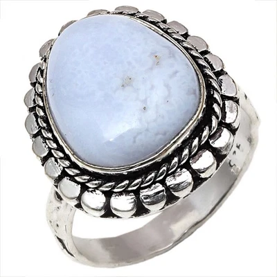 Blue Lace Agate Gemstone Handmade Silver Jewelry "8" - image 1 of 4
