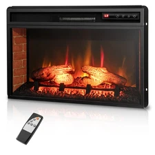 26" Infrared Quartz Electric Fireplace Insert Log Flame Heater w/ Remote Control