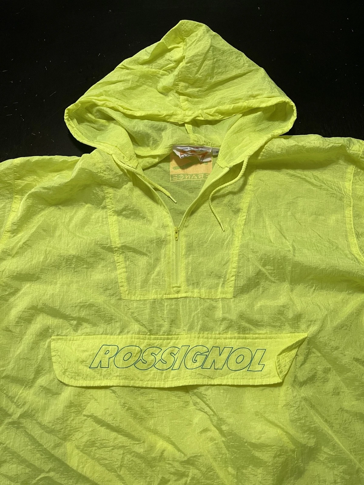 Vintage Rossignol Neon Yellow Anorak Windbreaker, Size: Medium (Oversized)