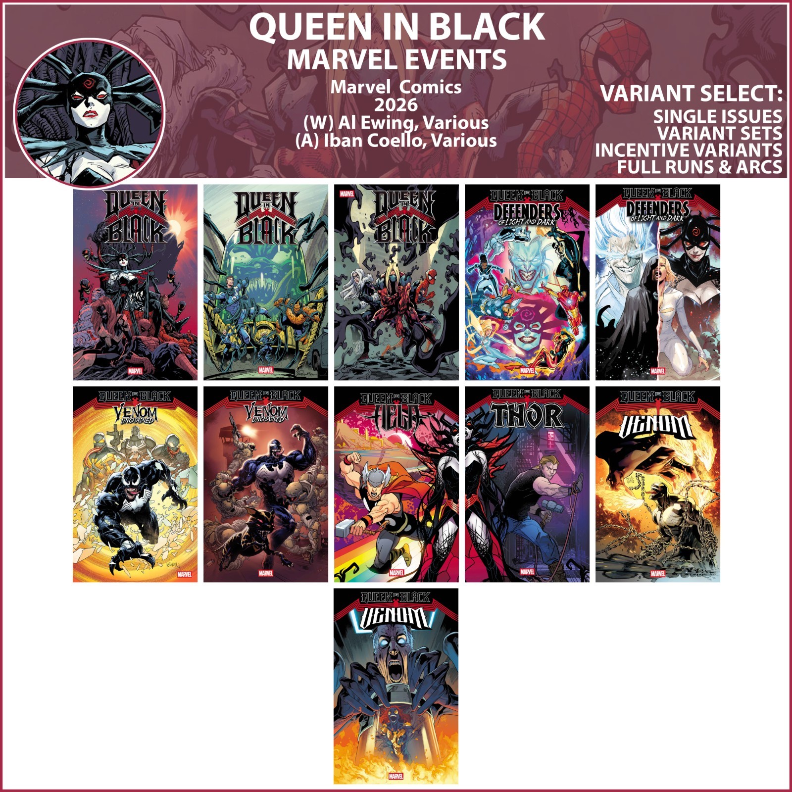 Queen in Black (2026) #1 2 3 Marvel Comics COVER SELEZIONA