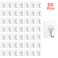 Self Adhesive Wall Hooks Clear Seamless No Drill Heavy Duty Waterproof Stick On