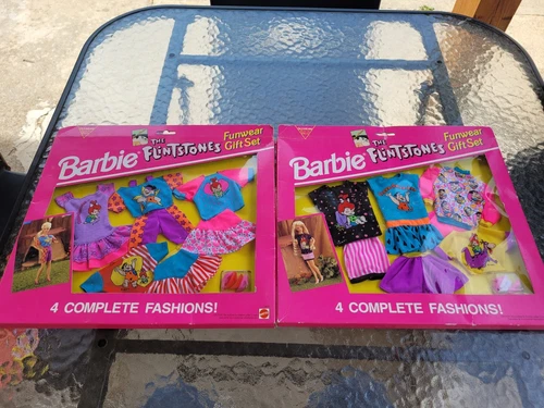1993-94 Vintage  Barbie The Flintstones Funwear Gift Set 4 Fashions (lot Of 2)
