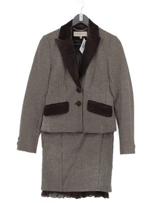 Karen Millen Women's Two Piece Suit UK 10 Brown Silk with Cotton Skirt Suit