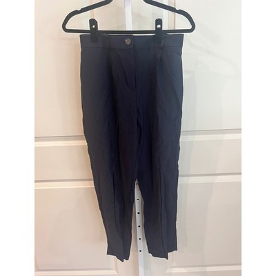 LOFT NWT Women Navy Blue Tapered Pleated Trousers Pants Size M