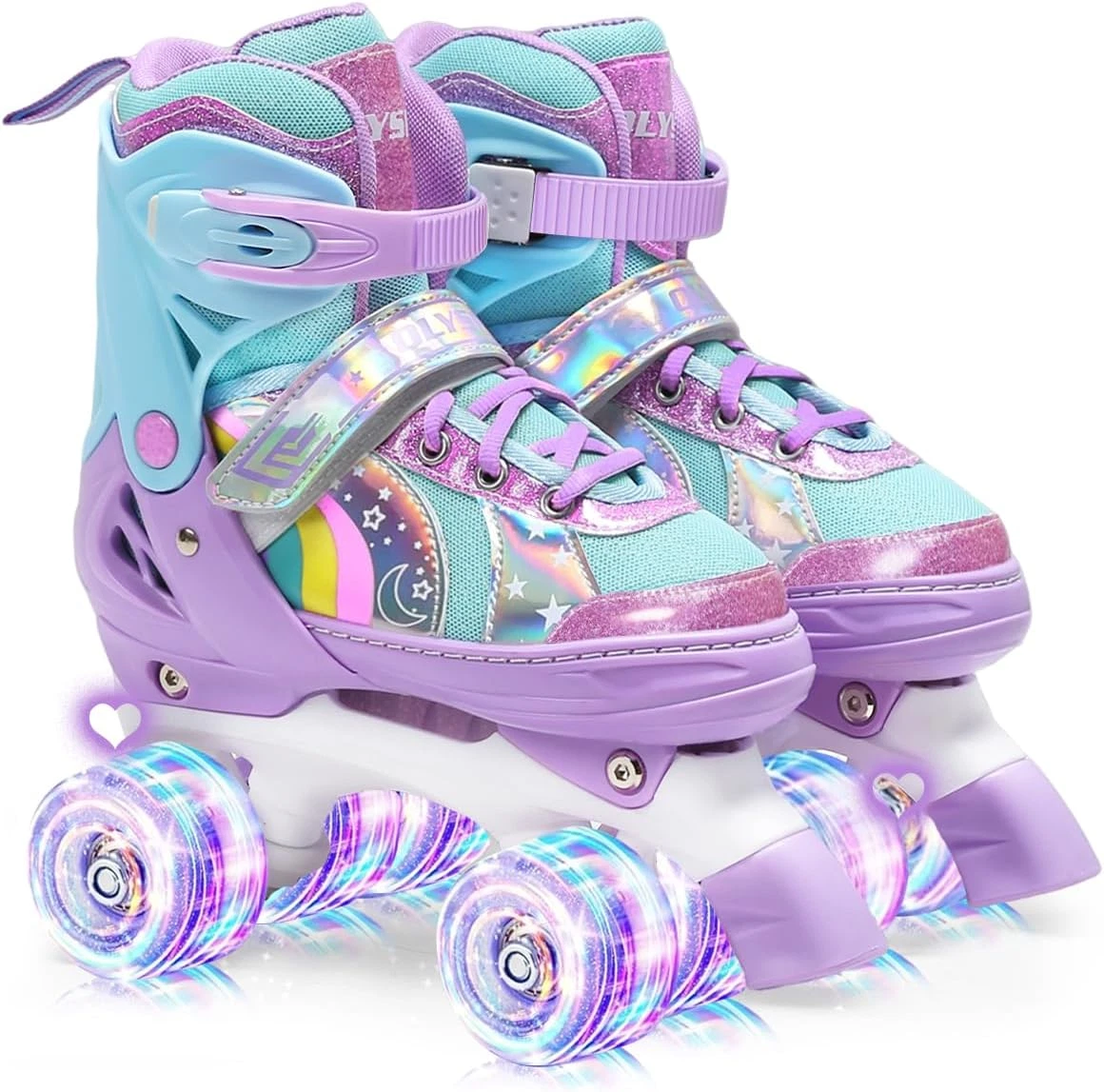 Pattini In Linea Regolabili Con Ruote LED Luminose - Per Bambini E Adulti - Stivali Comodi E Traspiranti - 2