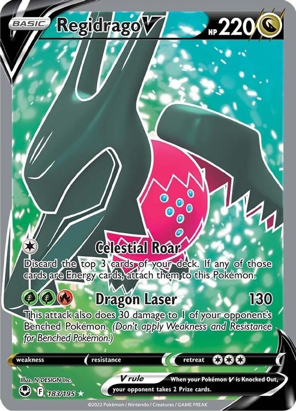 Regidrago V - 183/195 - Pokemon Silver Tempest Sword & Shield Full Art Card NM