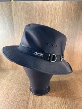 BLACK PANAMA JACK SAFARI FEDORA BUCKET HAT SIZE MEDIUM