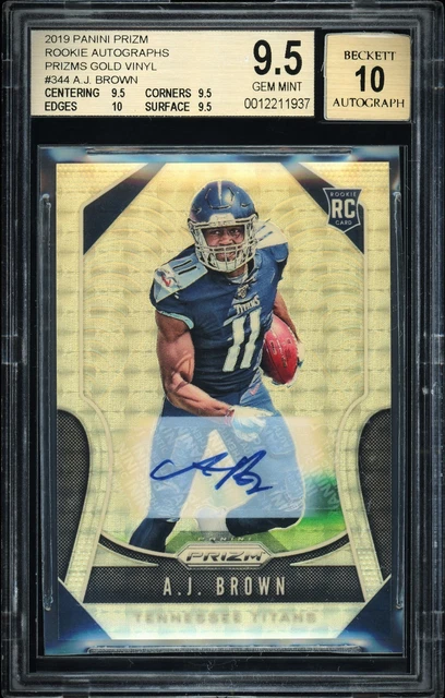 2019 PANINI PRIZM ROOKIE AUTO GOLD VINYL  /5 PRIZM A.J. BROWN BGS 9.5