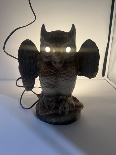Vintage KRON Ceramic Owl TV Lamp Light Up Eyes Texans Inc Nightlight MCM - READ! - Picture 2 of 19