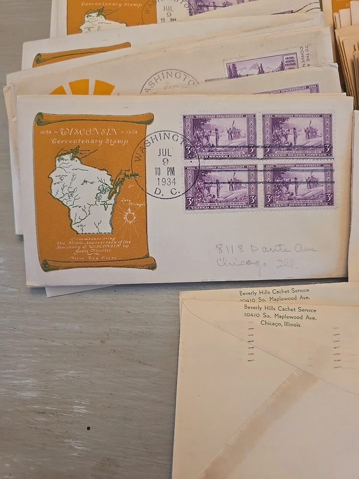 RARE collection, FDC, Scott #739, 1934 Wisconsin-First Day Cover-Numbered - Image 2 of 3