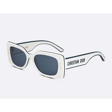 Christian Dior DIORPACIFIC S1U White Blue Blue Lens Women Sunglasses AUTHENTIC