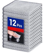 12 Pack Non-Scratch Dishwashing Cloth Mesh Knit Cleaning Cloth For Kitchen