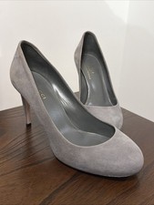 GUCCI 328125 Gray Suede Leather Pumps  Size 37.5 US 7.5 Heels Shoes Dress
