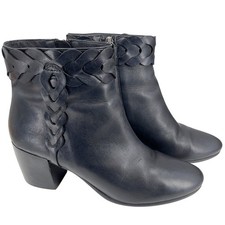 Geox Womens Ankle Boot Black Leather Braided ...