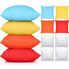 4 Set Waterproof Colorful Outdoor Throw Pillow Covers with 4 Pillow Inserts 1...