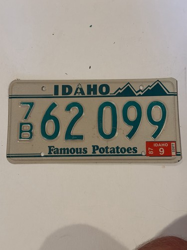 Vintage 1980s Idaho 7 B 62 099 License Plate Famous Potatoes