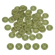 50pcs Sewing Button 18mm 4 Holes Resin Round Crafting Buttons, Green
