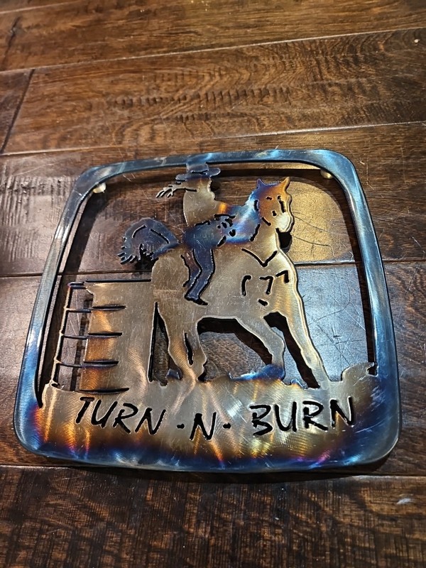 Turn & Burn Heavy Cut Steel Sculpture Decor  Riding Cowboy Nice🔥🔥🔥🔥