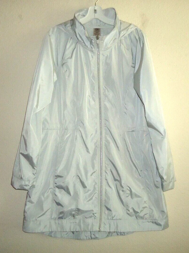 ATHLETIC WORKS Women's Gray LONG WINDBREAKER HOOD JACKET Size-XL/XG (16-18) - Image 2 of 4
