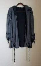 Anama’ Distressed Open Front Black/Grey Jacket - Medium