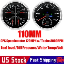 2 Gauge Set 1110mm GPS Speedometer 120MPH W/Tacho&4 IN 1 Fuel/Oil/Temp/Volt US