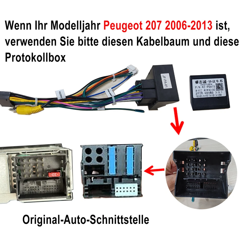 9'' Android 14 Autoradio Wireless CarPlay NAVI GPS Für PEUGEOT 207 CC 2006-2015 - Bild 3 von 4