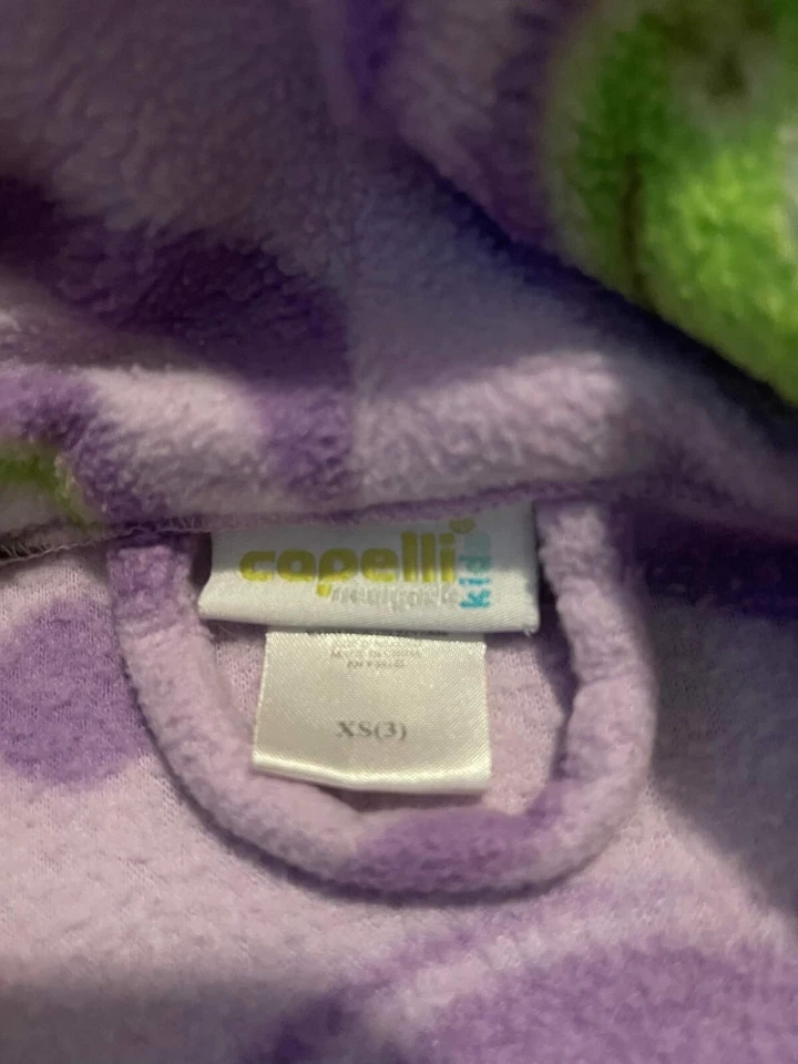 Bata púrpura con corbata de ranas verdes Capelli niños niñas talla Xs/3 Foto 3 de 4