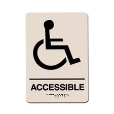 ACCESSIBLE ADA Restroom Sign 6" x 9", Black on Taupe
