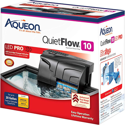 Aqueon QuietFlow 10 LED PRO Aquarium Fish Tank Power Filter For Up to 20 Gallon