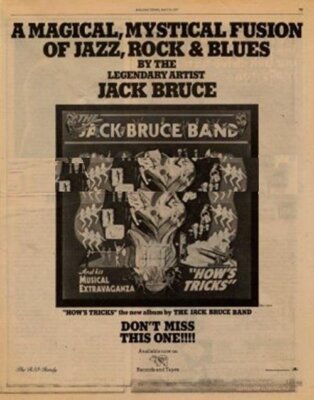 Jack Bruce Band LP advert 1977 RS-RGBM