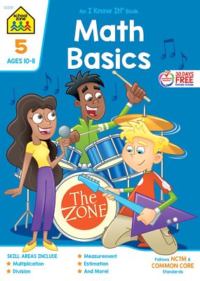 School Zone - Math Basics 5 Workbook - 64 Pages Ages 10 to 11 5th Grade Divis...