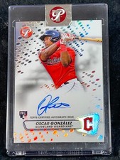 2023 Topps PRISTINE REFRACTOR ROOKIE AUTO Oscar Gonzalez, ENCASED- item 1