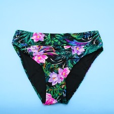 Victorias Secret Medium Black Floral Bikini Bottom Mid Rise Hipster Swimwear New