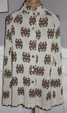 Vintage Sears Button Front Knit Poncho Sweater Aztec Boho Cardigan Brown MOD MCM