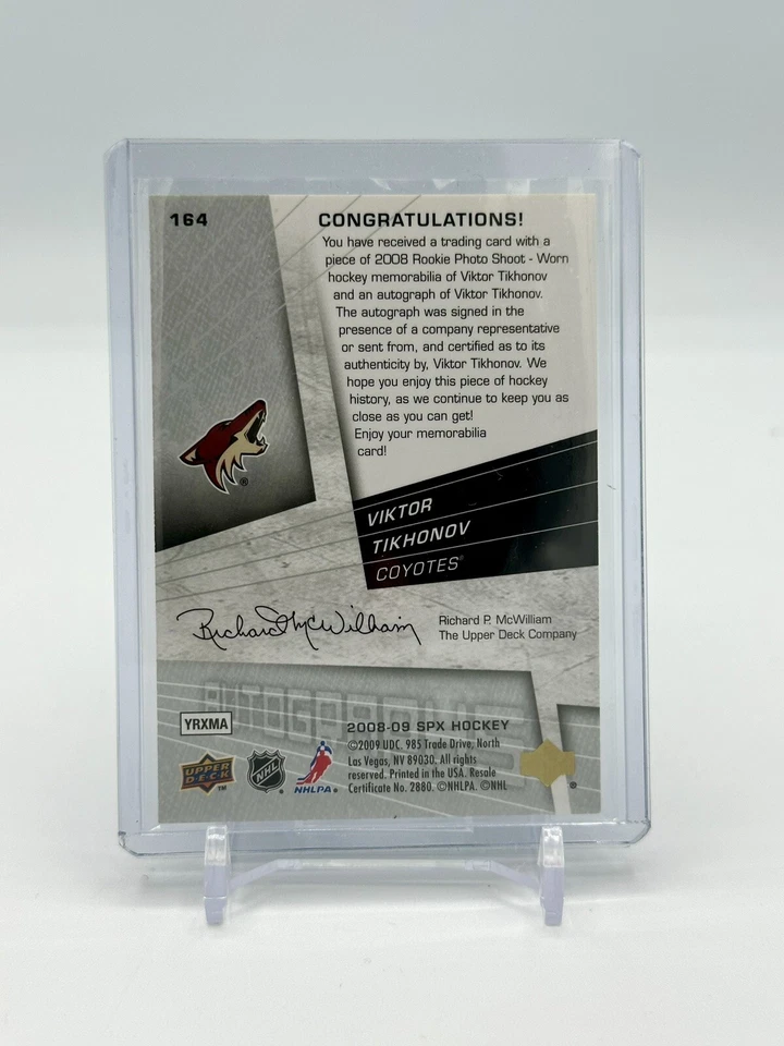 2008-09 SPx Rookies Jersey Autograph #164 Viktor Tikhonov RC 717/999 Coyotes - Image 2 of 2