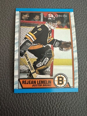 1989 OPC O-Pee-Chee #40 Rejean Lemelin - Goalie Boston Bruins