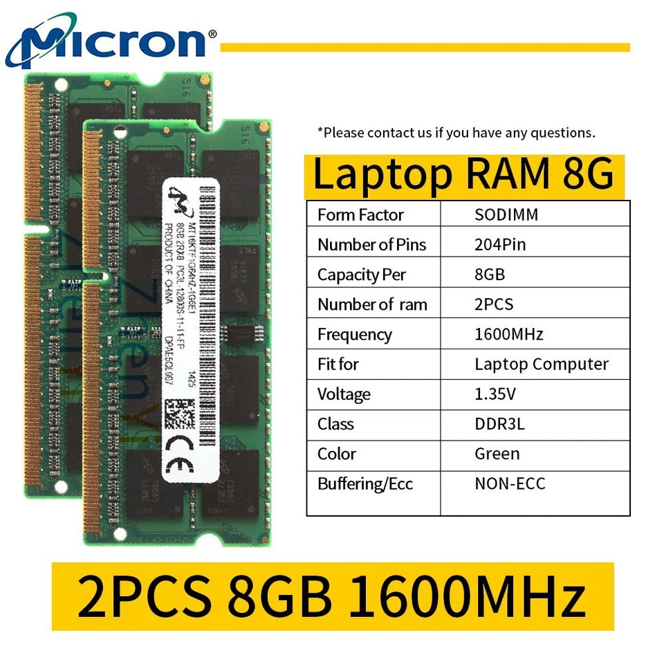 Micron 16GB 8GB 4GB 2G PC3L-12800S DDR3L 1600MHz SODIMM Laptop Memory RAM LOT UK - Image 2 of 4