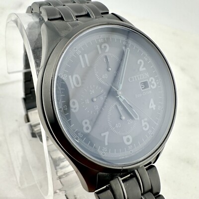 Citizen Chandler Men's Chronograph Eco-Drive Black Steel 42mm Watch CA0625-55E