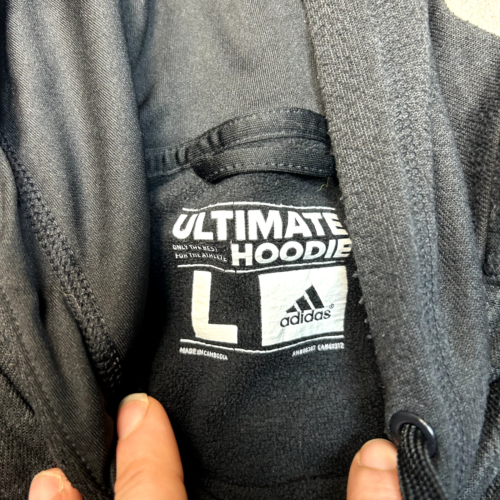 Adidas Hoodie Mens Large Y2K Spellout Pullover Sports Sweatshirt, Black image 7