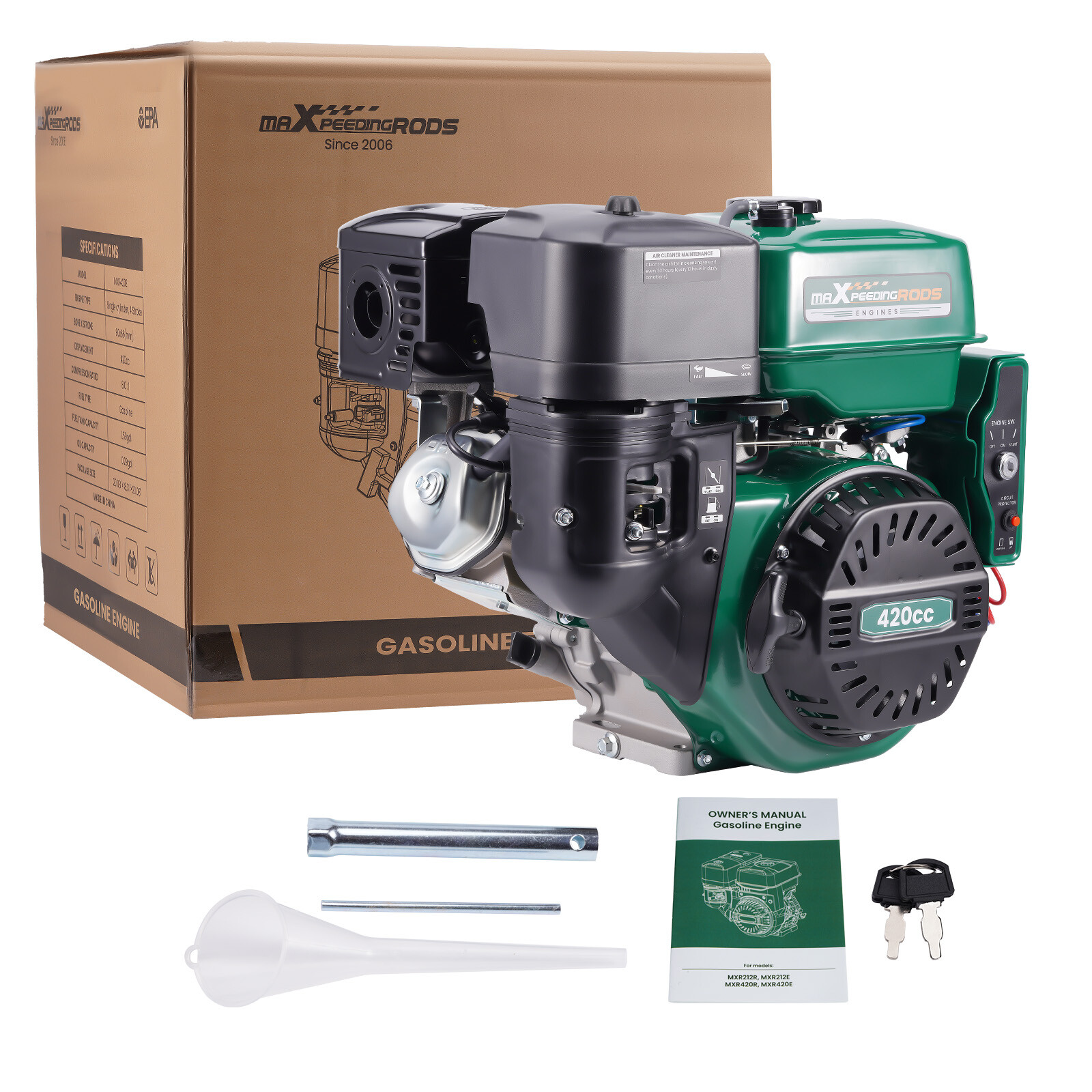 420cc 15HP OHV Horizontal Gasoline Engine Motor Electric Start Lawn